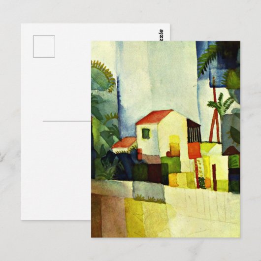 Kunst van August Macke: Helder huis Briefkaart (Voorkant / Achterkant)