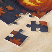 Kunst van Beagle Behekste Pompoenveld Halloween Legpuzzel (Zijkant)
