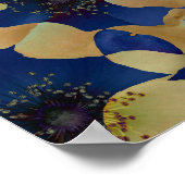 Kunst van beige en blauw bloempatroon poster (Hoek)