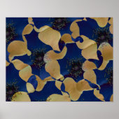 Kunst van beige en blauw bloempatroon poster (Voorkant)