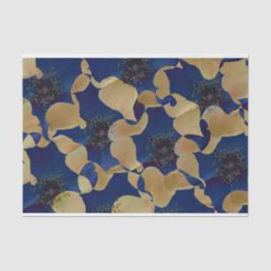 Kunst van beige en blauw bloempatroon tissuepapier