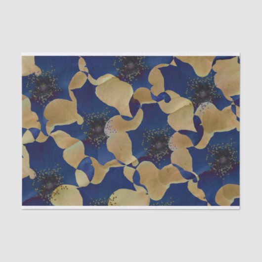 Kunst van beige en blauw bloempatroon tissuepapier (Voorkant)