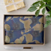 Kunst van beige en blauw bloempatroon tissuepapier (Geschenk)