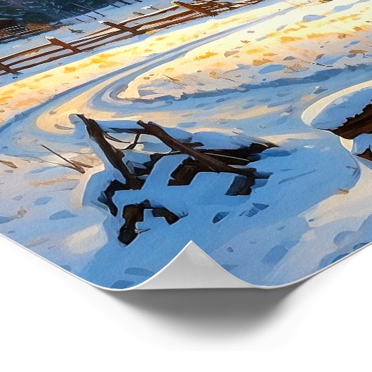 Kunst van berghut in het bos poster (Hoek)