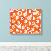 Kunst van Bitcoin (#1) olieverfschilderij Canvas Afdruk (Insitu (Houten vloer))