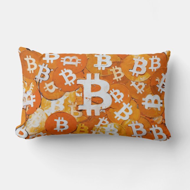Kunst van Bitcoin (#4) olieverfschilderij Kussen (Voorkant)