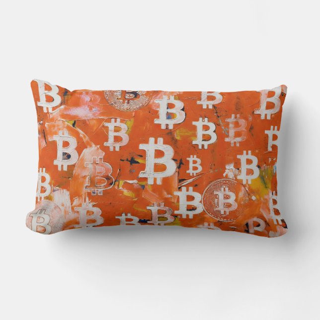 Kunst van Bitcoin (#5) olieverfschilderij Kussen (Voorkant)