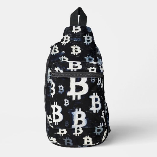 Kunst van Bitcoin (BW-A) olieverfschilderij Sling Bag (Voorkant)