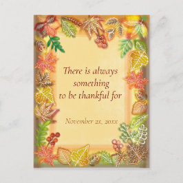 Kunst van borstelwerk met herfstloof voor Thanksgi Briefkaart