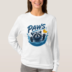 Kunst van Cute Wasbeerpoten Water Spat Rubber Eend T-shirt