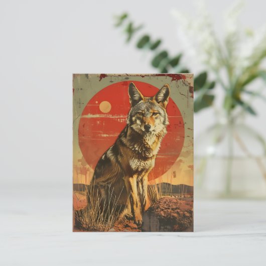  kunst van de coyote briefkaart (Staand voorkant)