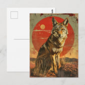 kunst van de coyote briefkaart (Voorkant / Achterkant)