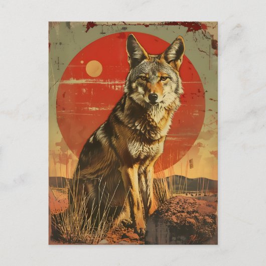 kunst van de coyote briefkaart (Voorkant)