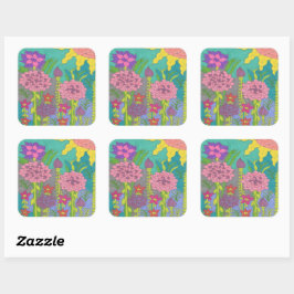 Kunst van de Floral-tuin Vierkante Sticker