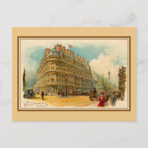 kunst van de jaren 1890, litho London Hotel Metro Briefkaart