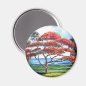 Kunst van de koninklijke boomstructuur Poinciana Magneet (Voorkant / Achterkant)