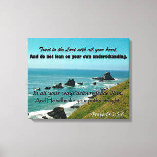 Kunst van de manuscripten van Proverbs 3:5-6 Groot Canvas Afdruk