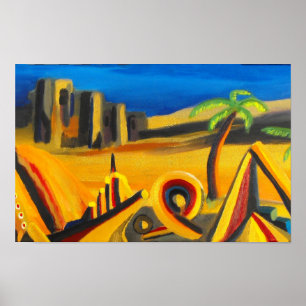 Kunst van de nacht in de woestijn poster