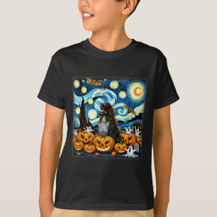 Kunst van de nachtelijke hemel Newfoundland hond H T-shirt