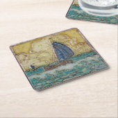 kunst van de Nautical ThMED Motif Sailboat Ocean Kartonnen Onderzetters (Schuin)