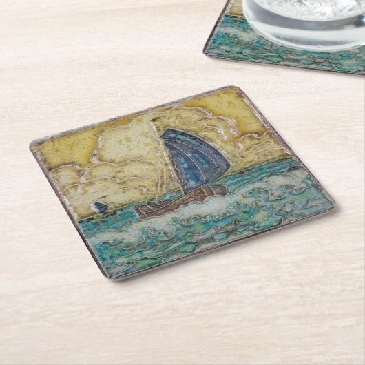  kunst van de Nautical ThMED Motif Sailboat Ocean Kartonnen Onderzetters (Schuin)