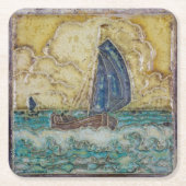  kunst van de Nautical ThMED Motif Sailboat Ocean Kartonnen Onderzetters (Voorkant)