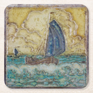 kunst van de Nautical ThMED Motif Sailboat Ocean Kartonnen Onderzetters