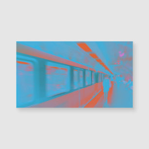 Kunst van de Parijse vrouw in de metro in blauw si