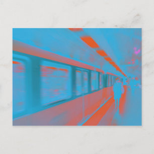 Kunst van de Parijse vrouw in de metro in blauw si Briefkaart