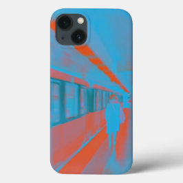 Kunst van de Parijse vrouw in de metro in blauw si Case-Mate iPhone Case