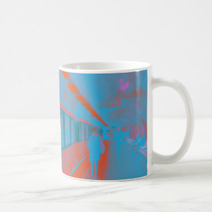 Kunst van de Parijse vrouw in de metro in blauw si Koffiemok