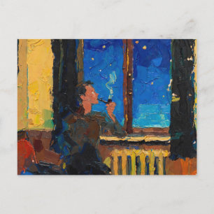 Kunst van de Pijp: Landelijk Nacht (Olie Schilderi Briefkaart