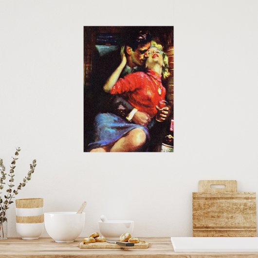 Kunst van de pulp van de treintcabine poster (Keuken)