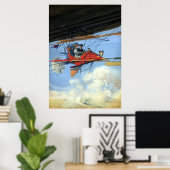  kunst van de vrouw die het futuristische Vliegtui Poster (Thuiskantoor)
