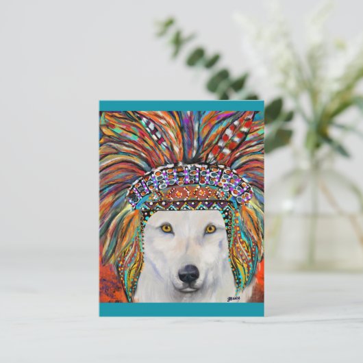 Kunst van de witte wolf briefkaart (Staand voorkant)