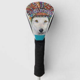 Kunst van de witte wolf golfheadcover