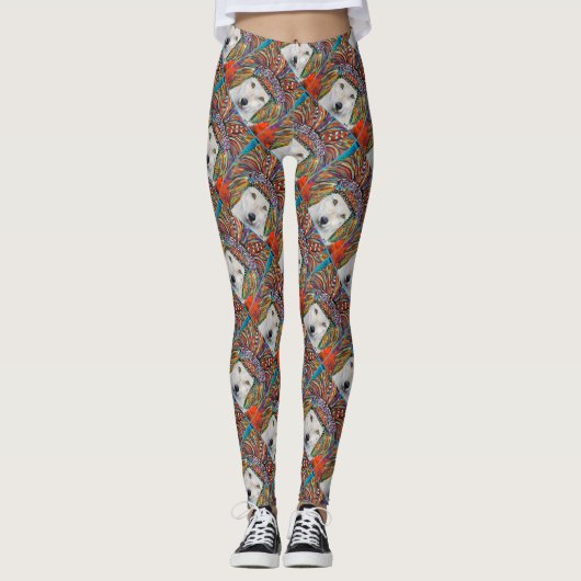Kunst van de witte wolf leggings (Voorkant)