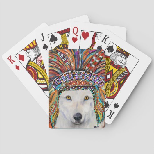 Kunst van de witte wolf pokerkaarten (Achterkant)