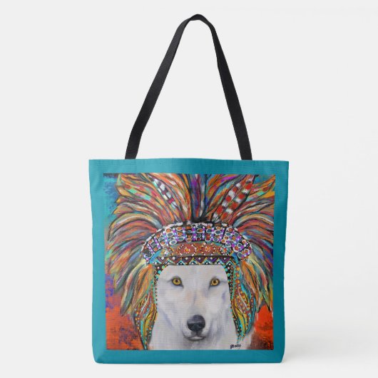Kunst van de witte wolf tote bag (Voorkant)