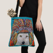 Kunst van de witte wolf tote bag (Dichtbij)