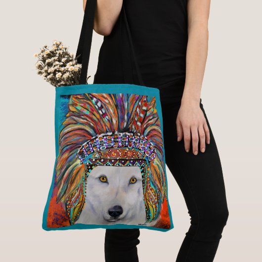 Kunst van de witte wolf tote bag (Dichtbij)