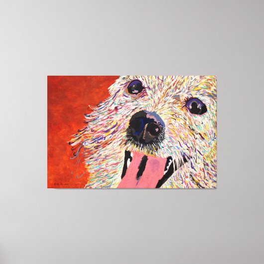 Kunst van Debbie Davidsohn - Dog Art - Gewikkeld C Canvas Afdruk (Voorkant)