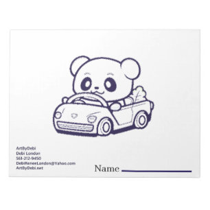 Kunst van Debi, Panda in Car Notitieblok
