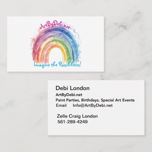 Kunst van Debi, Visitekaartje (Voorkant / Achterkant)