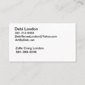 Kunst van Debi, Visitekaartje (Achterkant)