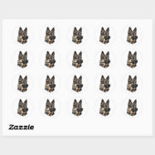 Kunst van Duitse Herdershond Ronde Sticker (Vel)