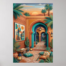 Kunst van een binnenplaats bij zonsondergang - Boh