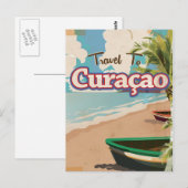 Kunst van een Curaçao vintage reisposter. Briefkaart (Voorkant / Achterkant)