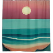 Kunst van een minimalistische zonsondergang op het douchegordijn (Voorkant)