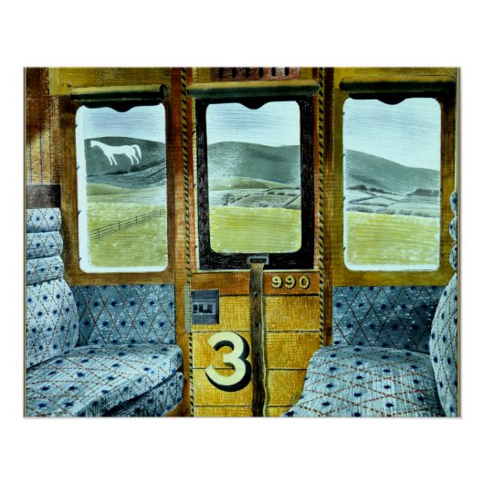 Kunst van Eric Ravilious, Trein Landschap, Perfect Poster (Voorkant)